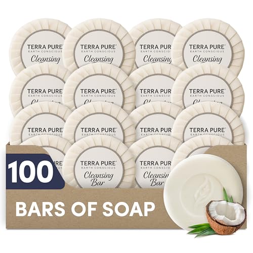 100 Pack Travel Size Bar Soap - Aloe, Olive Oil & Coconut Fragrance - Hotel Toiletries