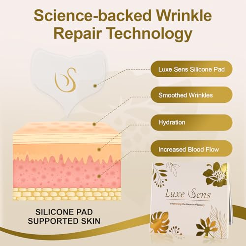 Luxe Sens Chest Wrinkle Patches 2 Pack - 1 Ounce Each, 30 Day Supply, Heart-Shaped Silicone Pads for Décolletage