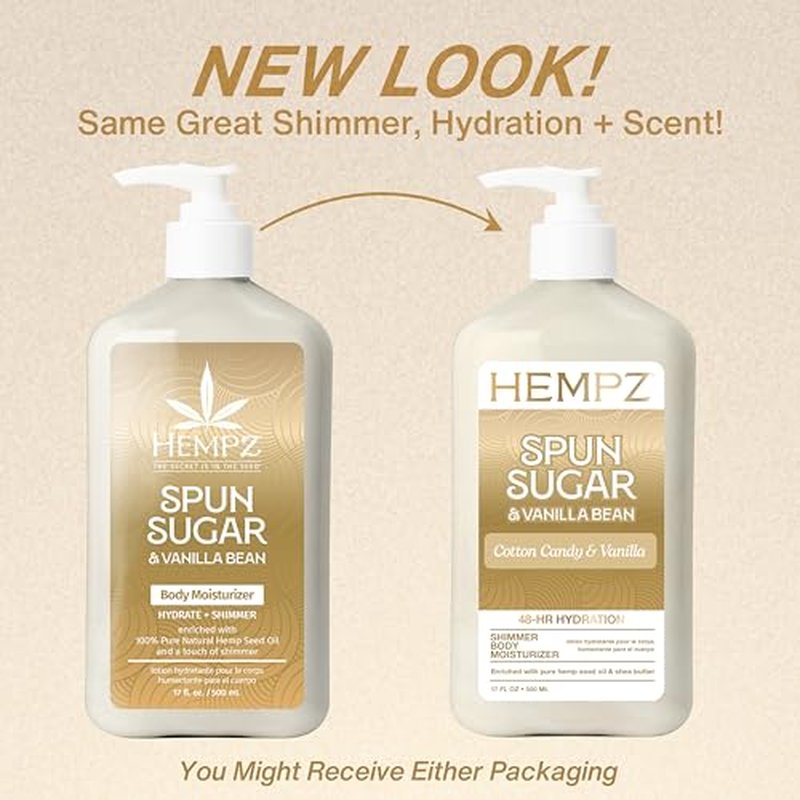 Hempz Cotton Candy Scented Body Lotion ? Spun Sugar & Vanilla Bean, Hydrating Moisturizer for Dry Skin, Body & Hands, Self Care Routine Must Have, 17 fl oz