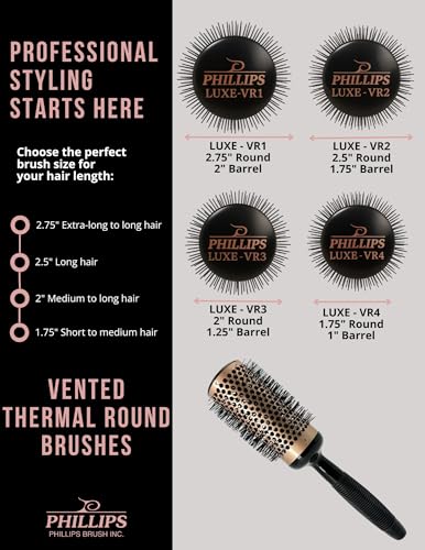 Phillips Brush Luxe Vented Thermal Round Hair Brush 2.75 Inch Barrel for Long Hair