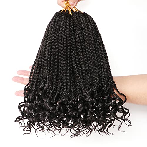 7 Packs 10 Inch Boho Goddess Box Braids Crochet Hair for Black Women - 1B#