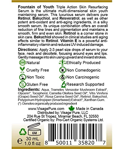 Organic Anti-Aging Face Serum with Retinol & Vitamin E – Resurfacing & Wrinkle Repair