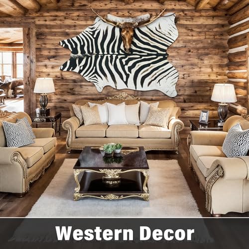 Western Faux Zebra Rug 5.2x6.2 Ft Non-Slip Black & White Animal Skin Decor
