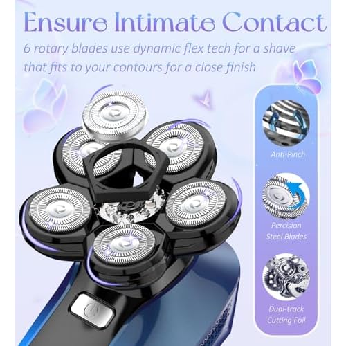 Electric Razors for Women, 5 in 1 Shaver for Womens Cordless, Painless Leg Pubic Hair Razor, Waterproof Wet Dry Women 6 Head Shavers, Remover for Legs Bikini Face Lips Hairs