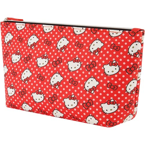 Hello Kitty Travel Makeup Bag, Trapezoid Cosmetic Organizer Pouch for Women