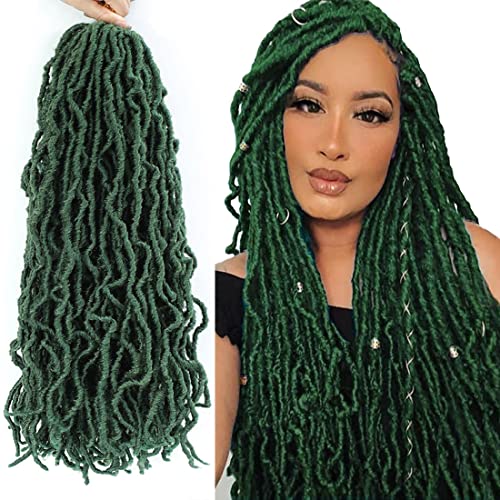 Faux Locs Crochet Hair 24 Inch Green - Pre Loop, Soft Locs, 6 Packs