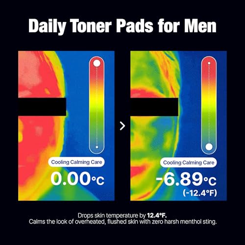 Daily Weekly Cooling Toner Pads for Men - Pore Care & Skin Refresh, 70 Pads