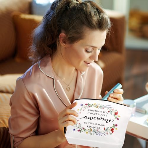 20 Inspirational Floral Canvas Makeup Bags for Women - Bulk Set