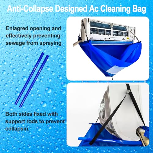 9Pcs Air Conditioner Cleaning Kit with Support Rods, Heavy-Duty Washing Tool & Water Bag
