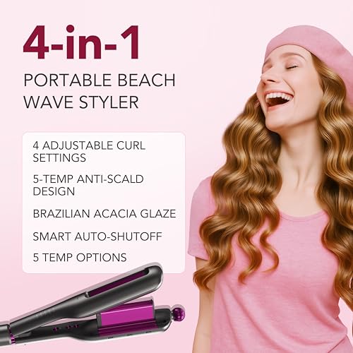 4-in-1 Hair Curler and Crimper with Adjustable Sizes & Ionic Coating
