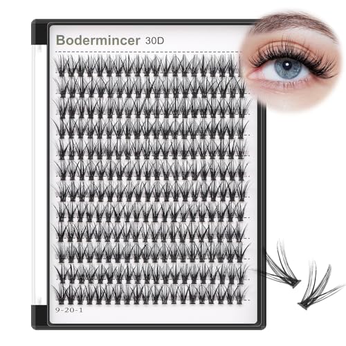 Bodermincer Lash Extension 240pcs D Curl 30D Cluster Individual Cluster Lashes (30D-12mm)