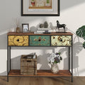 Entryway Console Table with Retro Flower Fabric Drawers and Open Shelf - Narrow Sofa Table for Hallway Living Room Foyer - Variation: Retro Flower / 3 Drawers