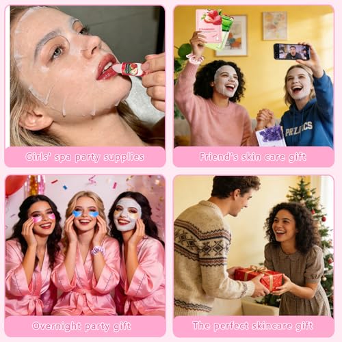 132 Pcs Spa Party Supplies for Woman, Include Facial Mask, Face Cream, Hand Creams, Lip Balms, Under Eye Patches, Lip Mask, Foot Bath Bombs, Sleepover Spa Party Favors Bulk Gifts