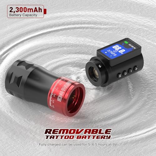 Wireless Tattoo Pen Kit with 2300mAh Battery and 20 Needles - Black
