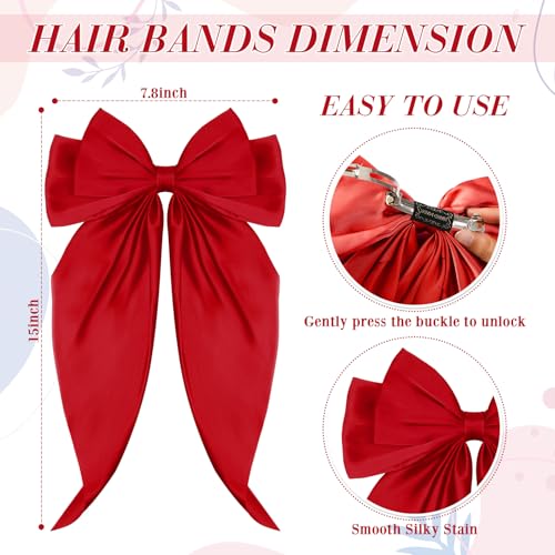 Large Satin Hair Bows Bulk - Floral Hair Accessories for Women, 25 Pieces
