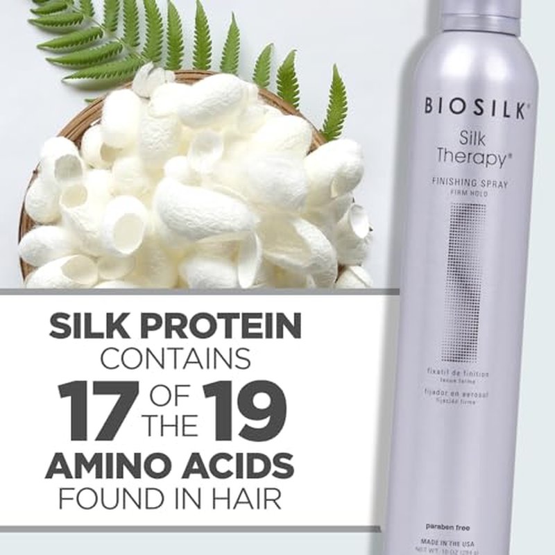 BioSilk Silk Therapy Finishing Spray Firm Hold, Strong-Hold Hairspray for Long-Lasting Styles, Adds Brilliant Shine & Keeps Hair Touchable, Sulfate-Free, Paraben-Free, Cruelty-Free, 10?Oz