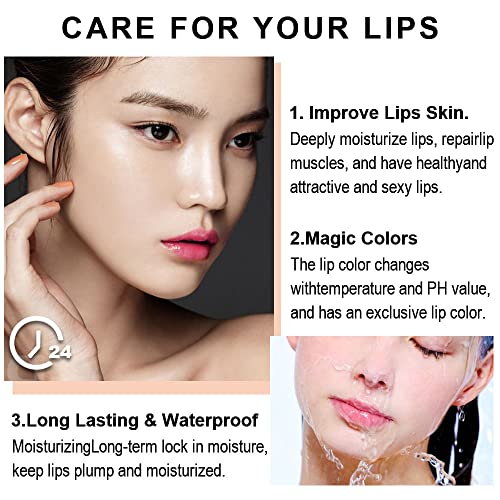 BINGBRUSH 3PCS Aloe Strawberry Cherry Color Changing Lipstick Set, Magic PH Mood Lipstick Long Lasting Moisturizing Lip Balm, Temperature Color Changing Lip Gloss,Hydrating Lip Care for Women