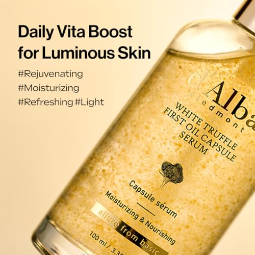 d'alba Piedmont White Truffle Oil Capsule Serum - Daily Vita Boost, Large 3.38 fl oz, Double Vitamin Formula, Oil Capsule Variation