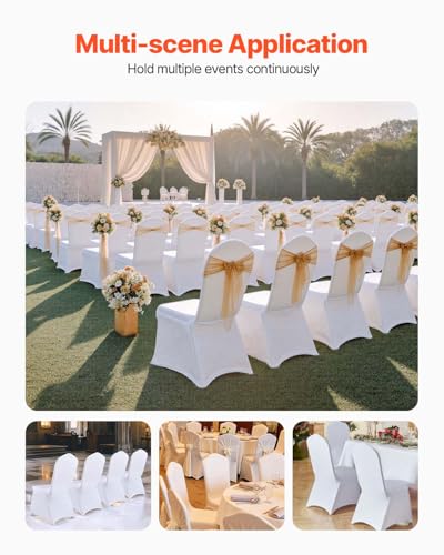 White Stretch Chair Covers 50 Pcs for Wedding & Banquet Dining Chairs - Elastic Slipcovers