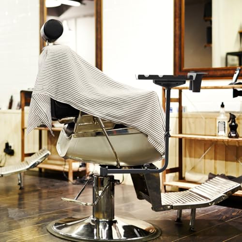 Salon Tray for Chairs 14.17 x 12.6 Inches Adjustable 360° Rotating Metal Hairdressing Tool Organizer with Height & Width Flexibility - Variation: 14.2 x 12.6 x 16.9 Inches
