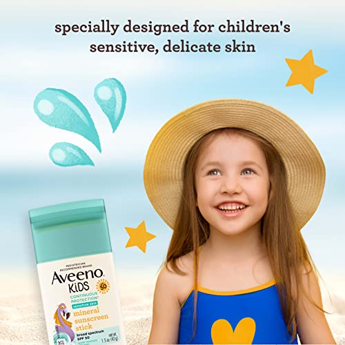 Kids Mineral Sunscreen Stick SPF 50 Pack of 2 - Sensitive Skin, Water-Resistant, 1.5 oz