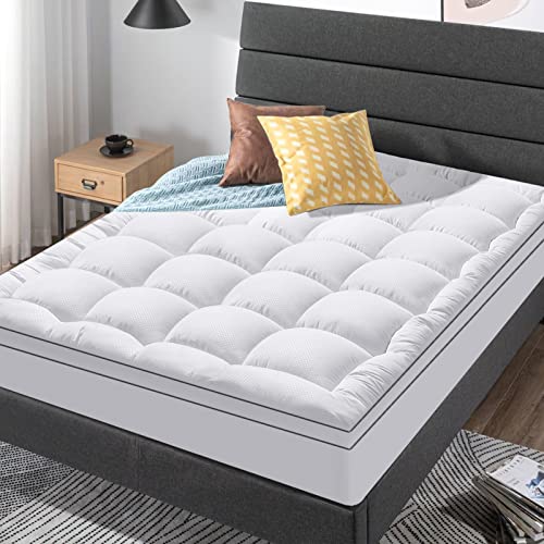 King Size Mattress Topper for Back Pain Cooling Extra Thick Plush Pillow Top with Deep Pocket - White Variation of THIS listing