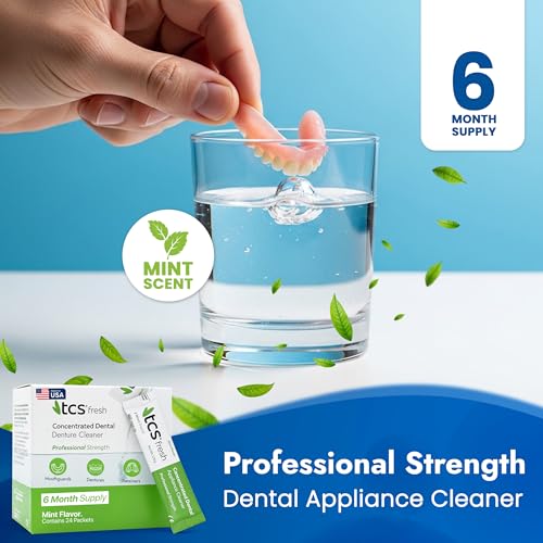 Denture Cleaner Pack of 1 - 24 Packets Fresh Mint - 6 Month Supply