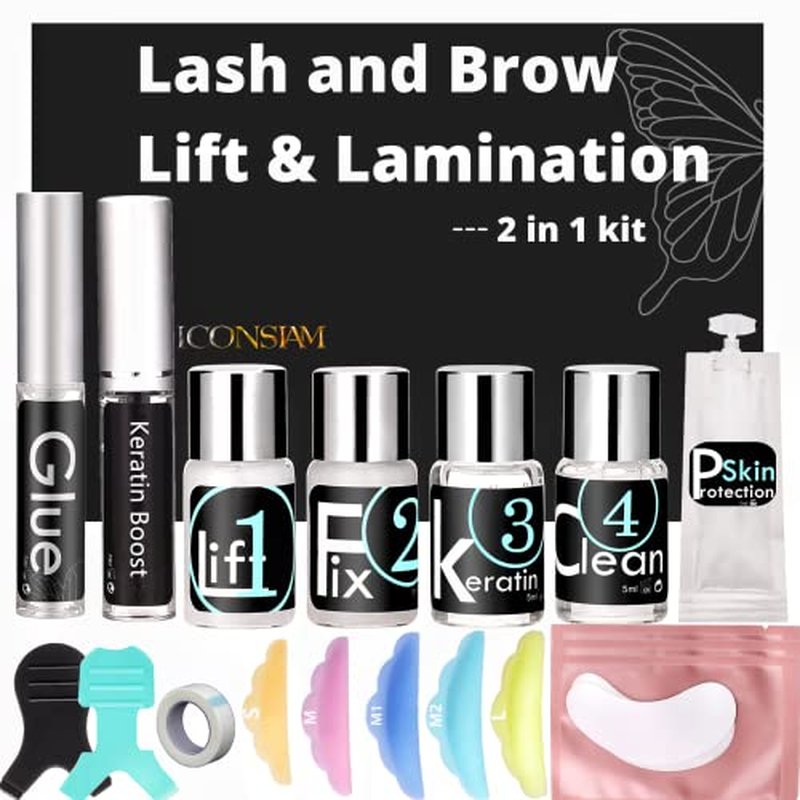 Eyelash Perm Eyebrow Lamination 2 in 1 Kit Easy DIY at Home 5 Minutes Curl Lift Long-Lasting a Month Professional Tool Make Lash and Brow More Volume 6 Weeks (2 1-Lash kit), Black