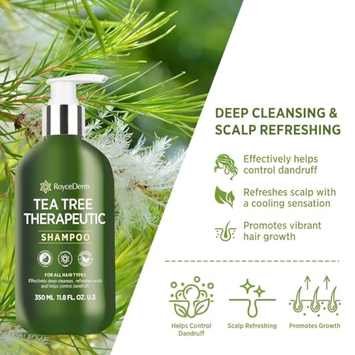 Roycederm Tea Tree Anti-Dandruff Shampoo 2 Pack for Dry Itchy Scalp
