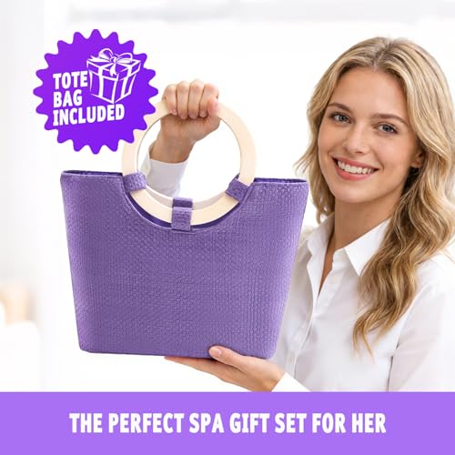 Lavender Spa Gift Set for Women - 10 Piece Self Care Kit with Bath Bombs & Tote