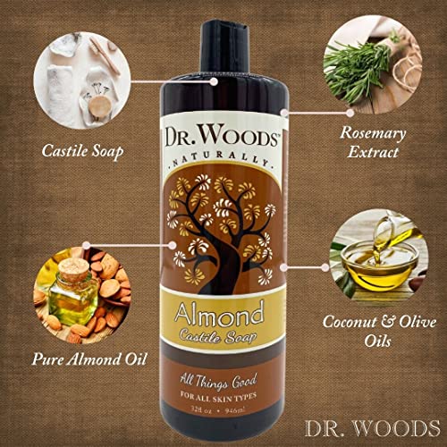 Pure Almond Oil Liquid Castile Soap - 32 Fl Oz Pack of 2 - Gentle & Natural Cleanser