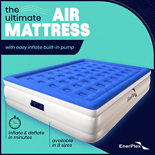 EnerPlex Queen Air Mattress with Built-In Pump, 13-Inch Raised Inflatable Bed - Queen / 13 Inches