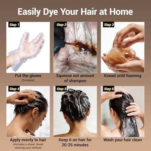 IIIMEIDU Dark Brown Hair Dye Shampoo 3-in-1 for Men Women, Gray Coverage