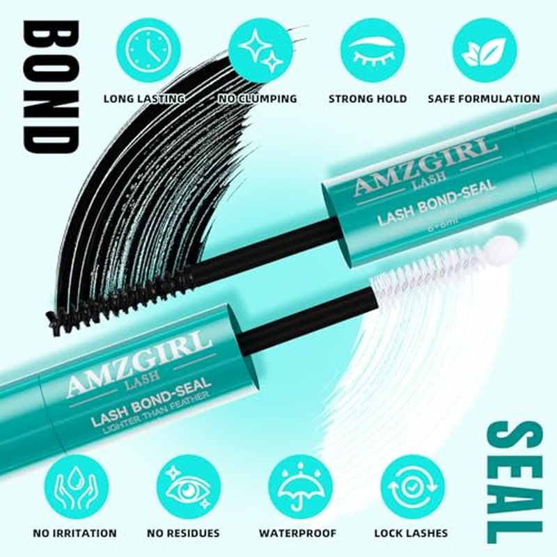 Lash Bond and Seal Eyelash Cluster Glue House of Lash Clusters Mascara Wand Glue 12ml Long Lasting 72 Hours Black Cluster Lash Glue + Lash Seal 2 in 1 Lash Clusters at Home(12ml)