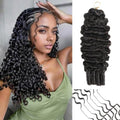 Human Crochet Hair for Black Women - Burmese Curly 16 Inch 60g Pre-Separated Feather Extensions - Natural Black