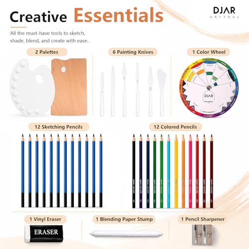 Wooden French Easel Art Painting Kit with 96 Paints & 30 Brushes - Complete Set for Artists