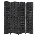 4-Panel Folding Privacy Room Divider - 6 ft Wood Screen for Home & Office, Black