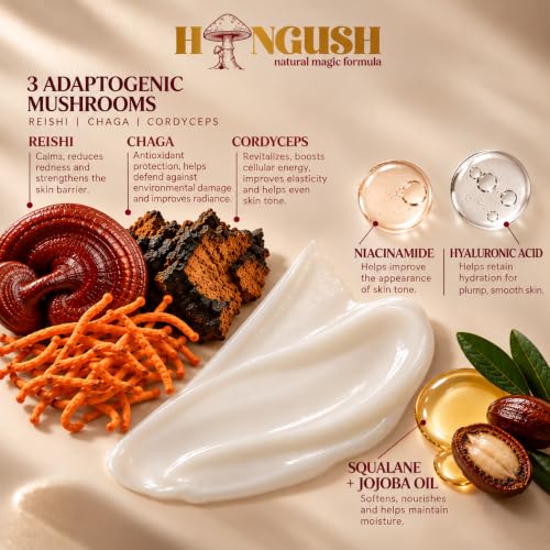 Hydrating Face Moisturizer with Reishi & Hyaluronic Acid – Lightweight Non-Greasy Cream for All Skin Types