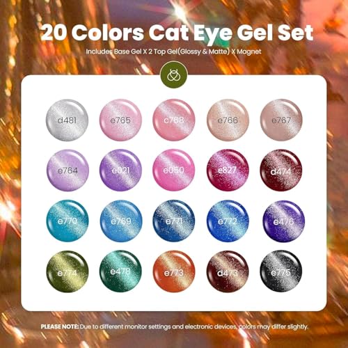 Beetles Galaxy Gemlight Fall Cat Eye Gel Nail Polish Set - 20 Colors & Magnet