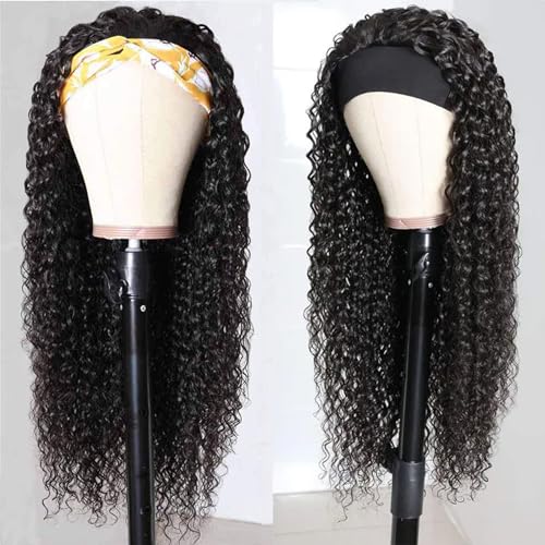 Deep Wave Human Hair Headband Wig 10 Inch Natural Black - Style & Versatility