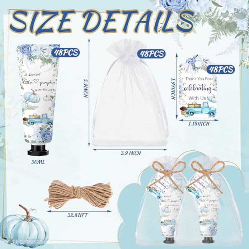 48 Sets Thanksgiving Fall Hand Cream Bulk a Little Pumpkin Baby Shower Hand Cream Gifts Baby Shower Party Favors for Guests Travel Size Lotion for Autumn Party Supplies(Blue Pumpkin)