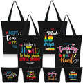 Oudain 8 Pcs Teacher Appreciation Gifts for Women Graduation Gifts Canvas Tote Bag Cosmetic Toiletry Canvas Makeup Bags with Zipper for Teacher Birthday Farewell Parties