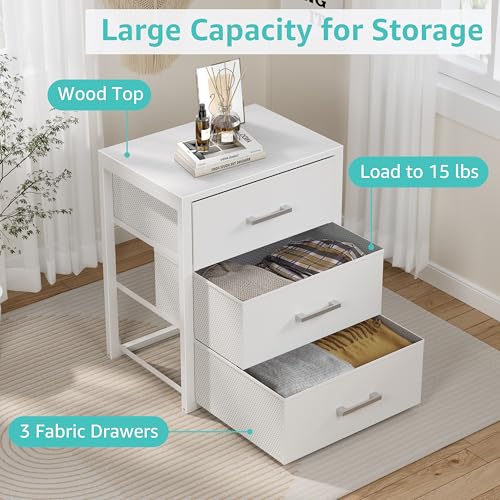 BOLUO White Fabric 3-Drawer Closet Organizer Set, 11.4 x 15.4 x 23 inches – Pack of 2