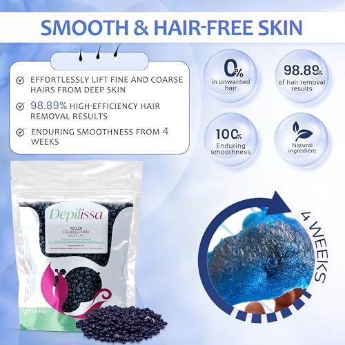 Blue Hard Wax Beads 14.1 oz ? Stripless Brazilian Wax Beads for Sensitive Skin ? Gentle Chamomile Formula for Face, Underarms, Bikini & Full Body Hair Removal ? Made in Italy