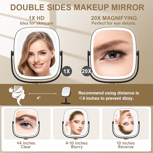 Mocado Lighted Makeup Mirror with 1X/20X Magnification - Black