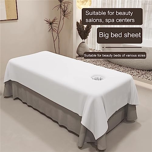 Massage Table Sheets,Massage Table Cover,Massage Linens, Massage Fitted Sheet, Massage Face Rest Cover with Hole, Sutiable for Beauty,Spa 55 * 95 in (White with Hole)