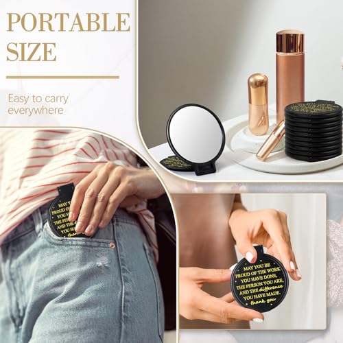 Wenqik 150 Pcs Employee Appreciation Gifts for Women Valentine Compact Mirror Bulk Thank You Gift for Staff Inspirational Compact Pocket Mirrors with Cards Organza Bags for Teacher Coworker