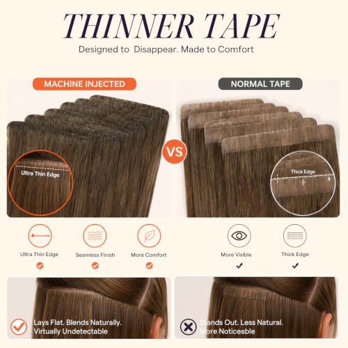 Full Shine Invisible Hair Extensions Human Hair Jet Black 18 Inch 50G - Injection Technology