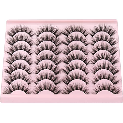 Newcally Eyelashes False Lashes Wispy Spikes Eyelashes Mink Natural Look 3D Volume Fake Eye Lashes Pack Cat Eye Strip Reusable Faux Mink Eyelash 14 Pairs