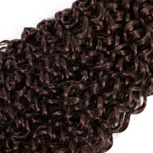 G4-DarkBrown-J Brown Human Hair Bundles Curly Wave 14-18 Inch 150g - 3 Pack